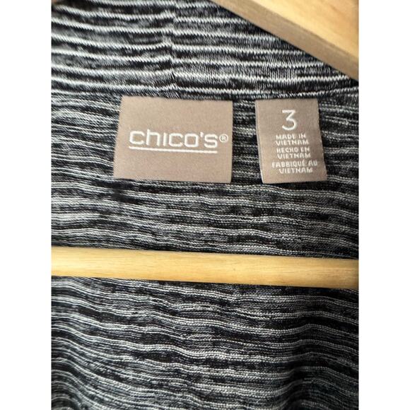 Chico's Black and White 3/4 Sleeve Open Front Cardigan Size 3/ XL - Picture 7 of 7